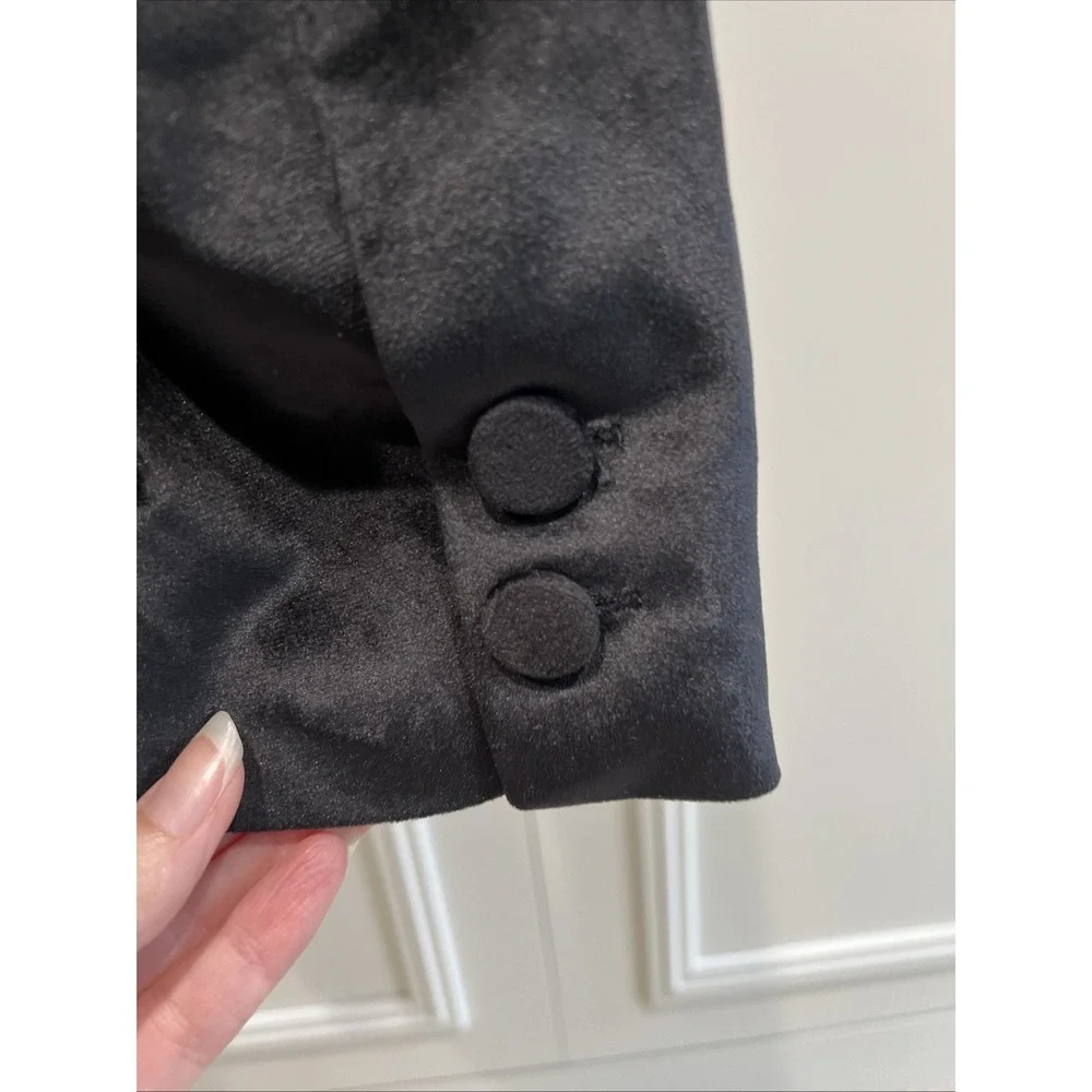 Women's Black Soft Velvet Blazer Size Small Single Button Whimsigoth Minimalist - Picture 6 of 10